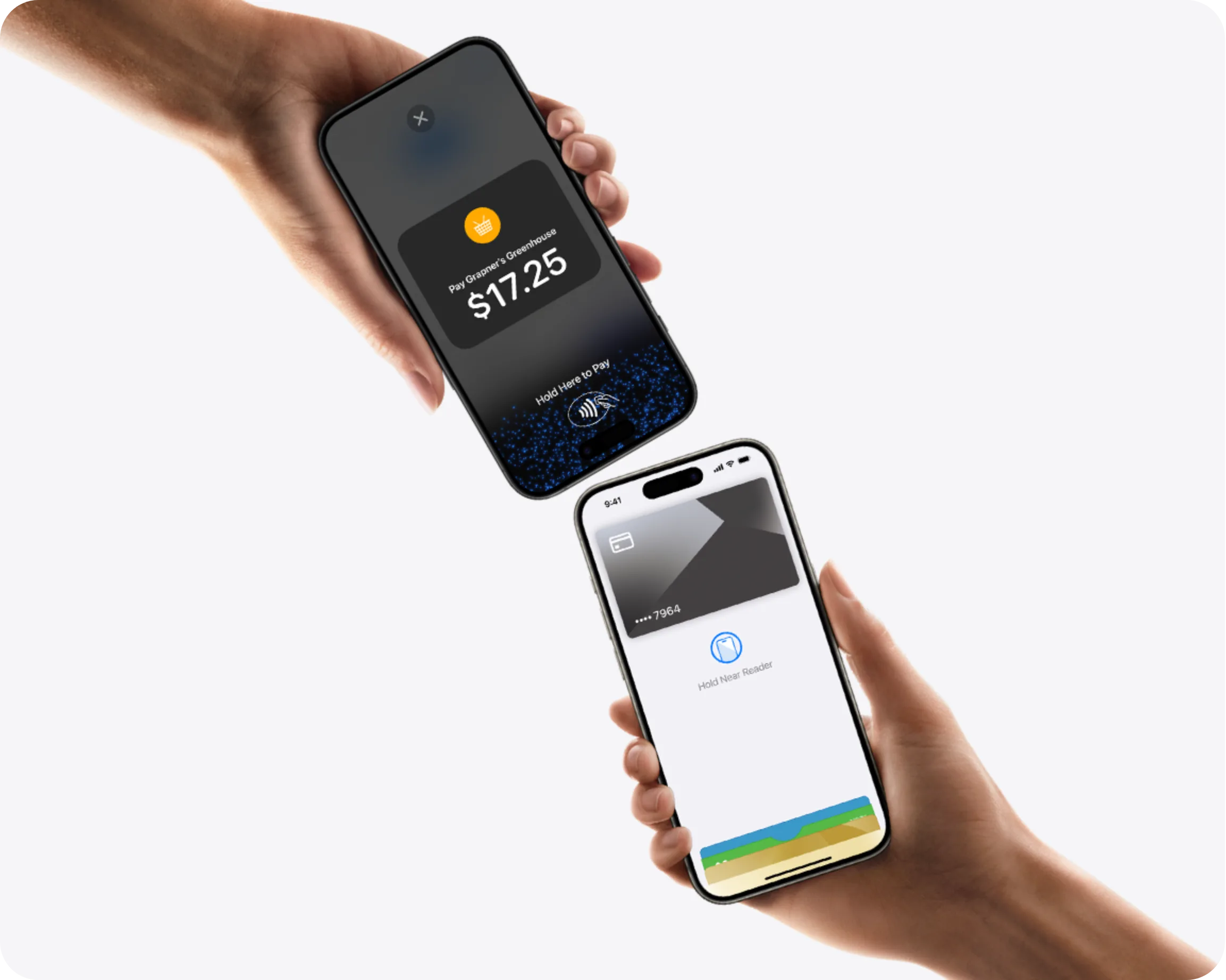 Client taps a card to pay on a phone